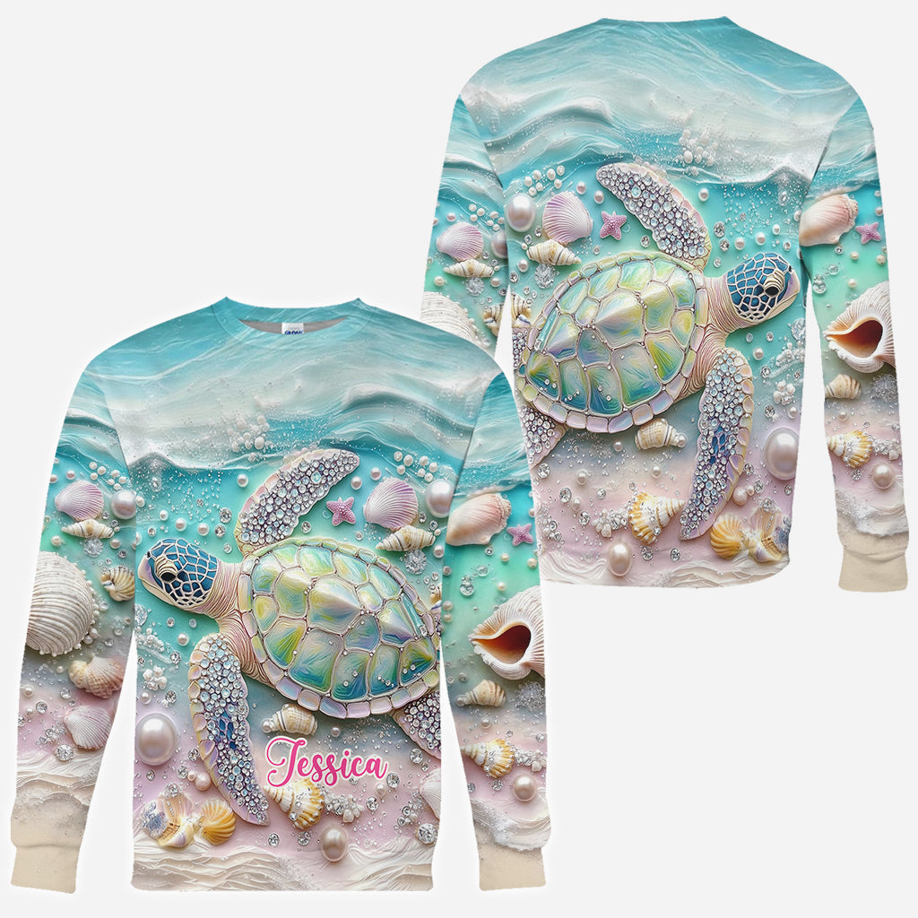 J'adore les tortues - T-shirt personnalisé avec motif tortue.