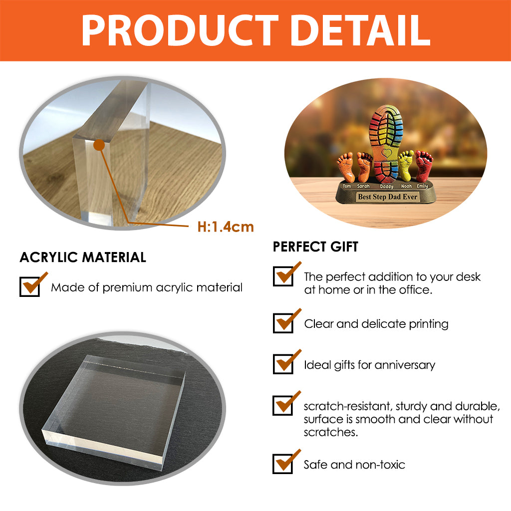 Best Step Dad Ever - Personalized Father Custom Shaped Acrylic Plaque