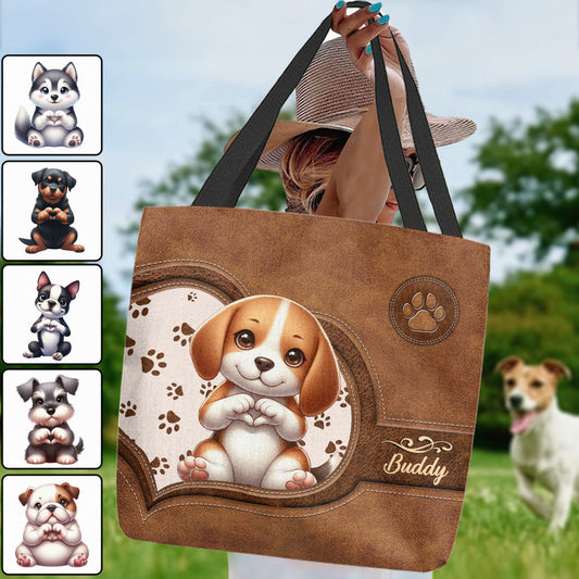 Cute Lovely Dogs - Personalized Dog Tote Bag