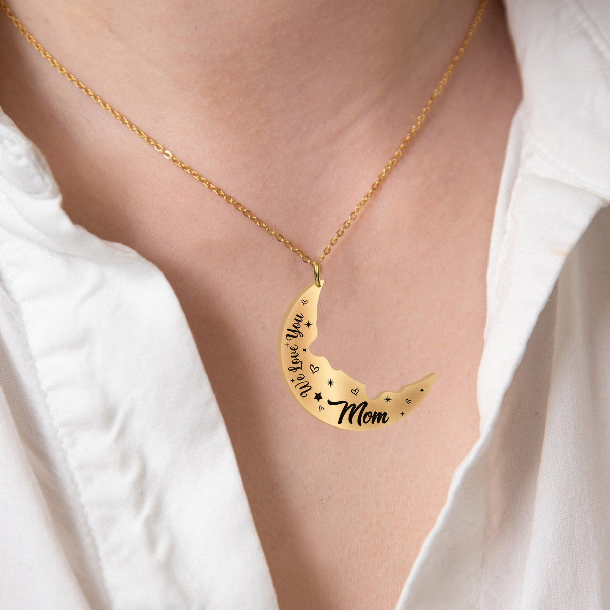 Je t'aime jusqu'à la lune et retour - Collier pendentif personnalisé assorti pour maman