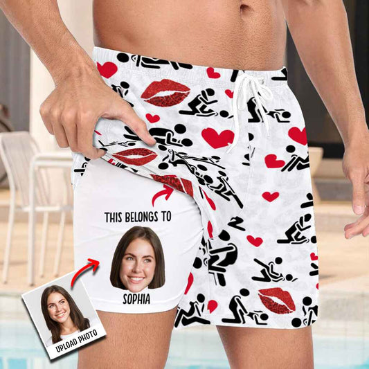 Je t'aime - Maillots de bain homme personnalisés pour couples avec doublure