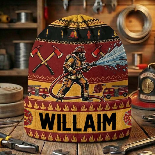 Perfect Gift For Firefighter - Personalized Firefighter Beanie Hat