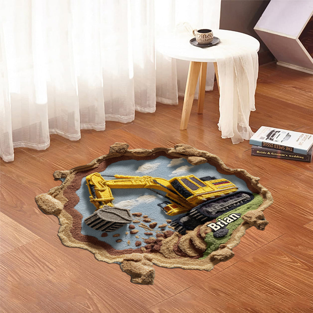 Tapis de porte/tapis personnalisé en forme d'enfant - Motif engin de chantier