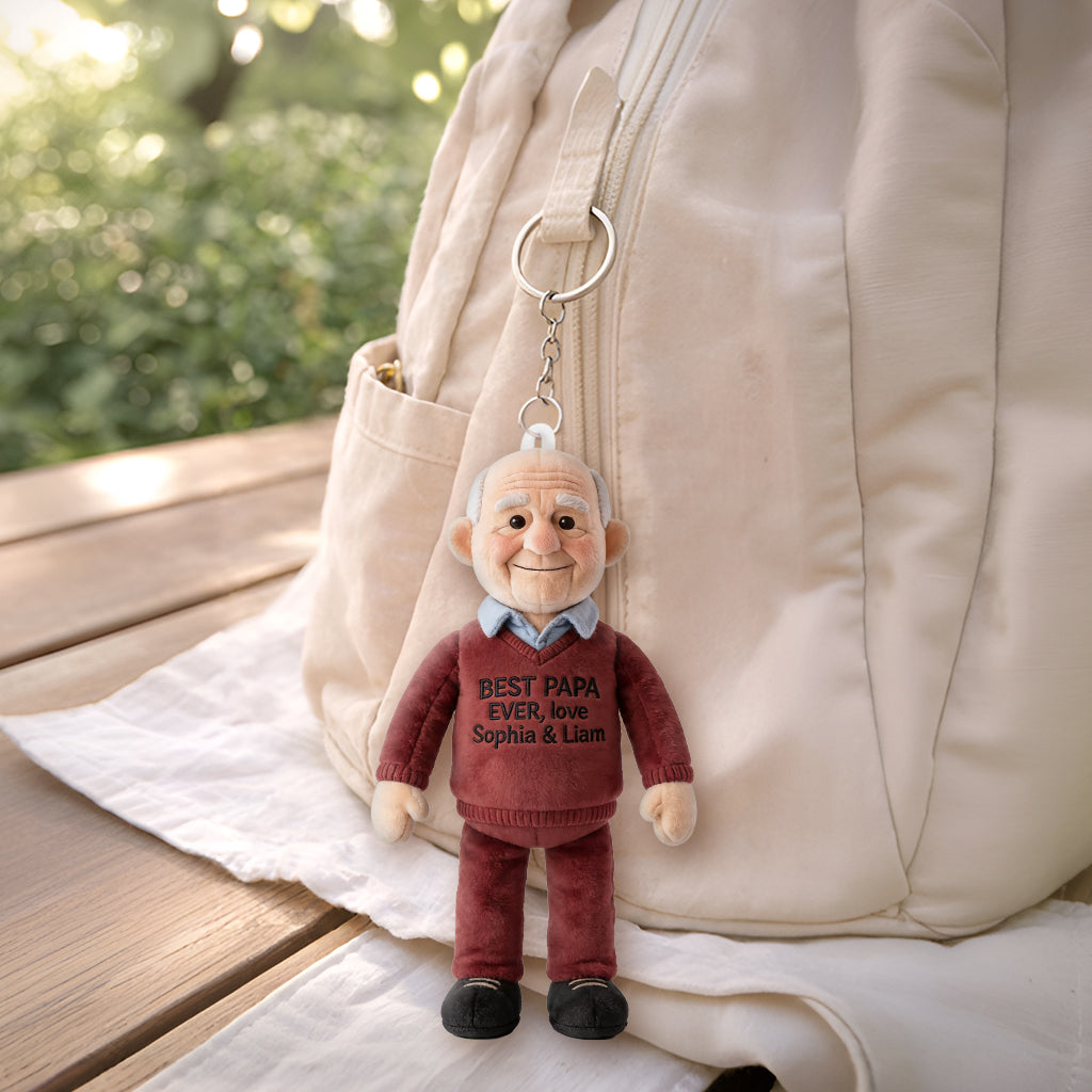 Porte-clés en peluche personnalisé - Photo personnalisée pour papa