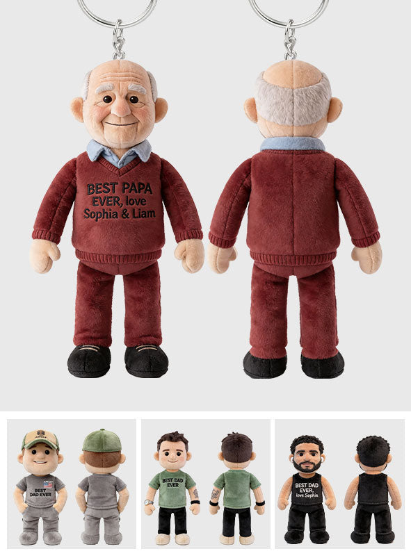 Porte-clés en peluche personnalisé - Photo personnalisée pour papa