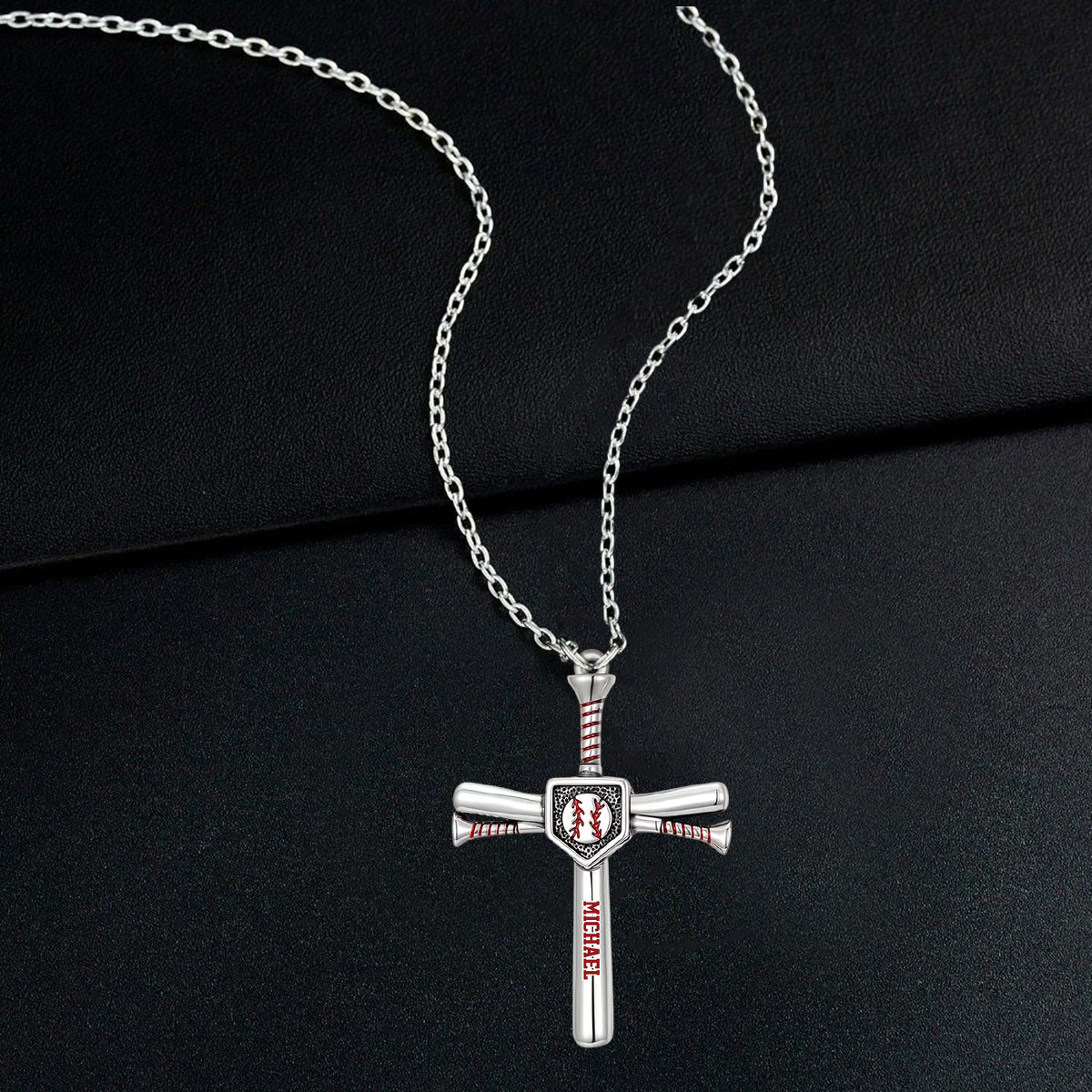 Aimez Dieu, Jouez au Baseball - Collier Pendentif Métal Personnalisé en Forme de Baseball