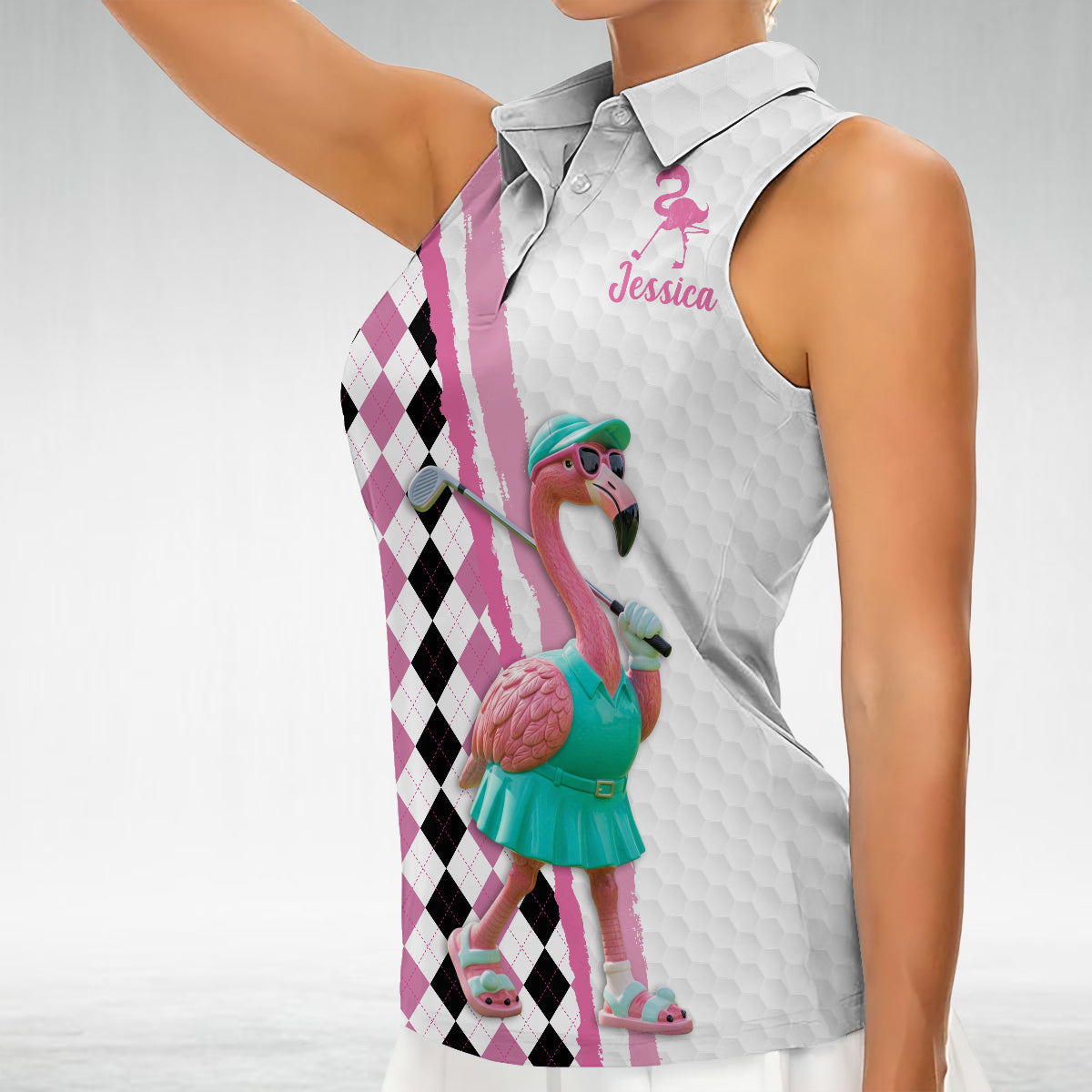 Flamingo Golf - Personalized Golf Sleeveless Polo Shirt