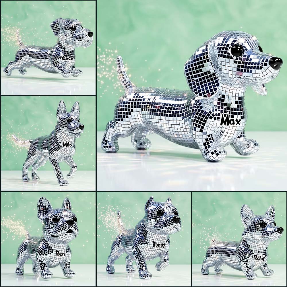 Plaque acrylique personnalisée Mosaic Disco Cute Dogs - Motif chien sur mesure
