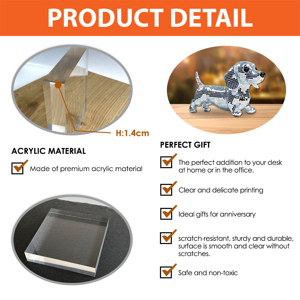 Plaque acrylique personnalisée Mosaic Disco Cute Dogs - Motif chien sur mesure