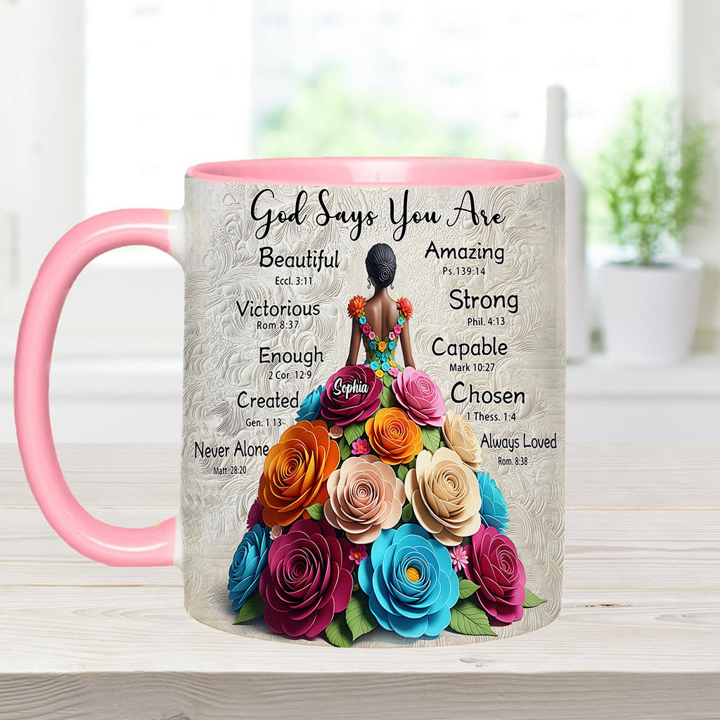 Dieu dit que tu l'es - Mug personnalisé à accent afro-américain