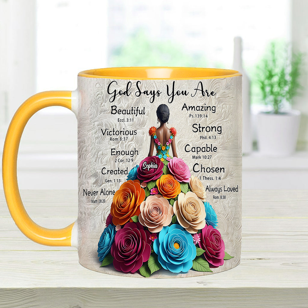 Dieu dit que tu l'es - Mug personnalisé à accent afro-américain