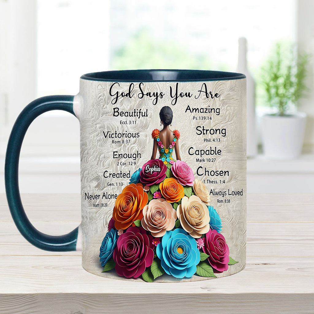 Dieu dit que tu l'es - Mug personnalisé à accent afro-américain