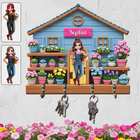 Bienvenue dans mon jardin ! Porte-clés de jardinage personnalisé en forme de pièce unique.