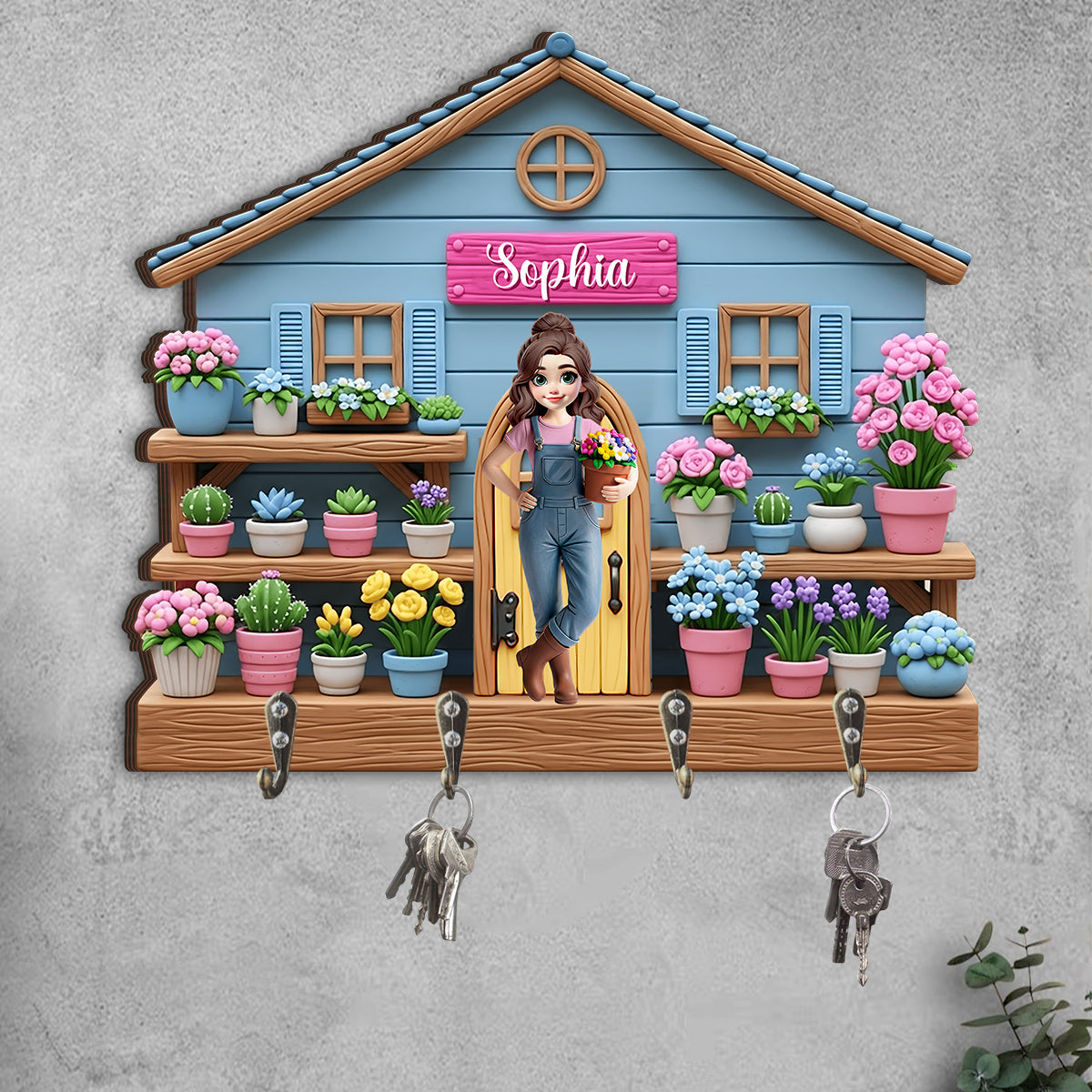 Bienvenue dans mon jardin ! Porte-clés de jardinage personnalisé en forme de pièce unique.