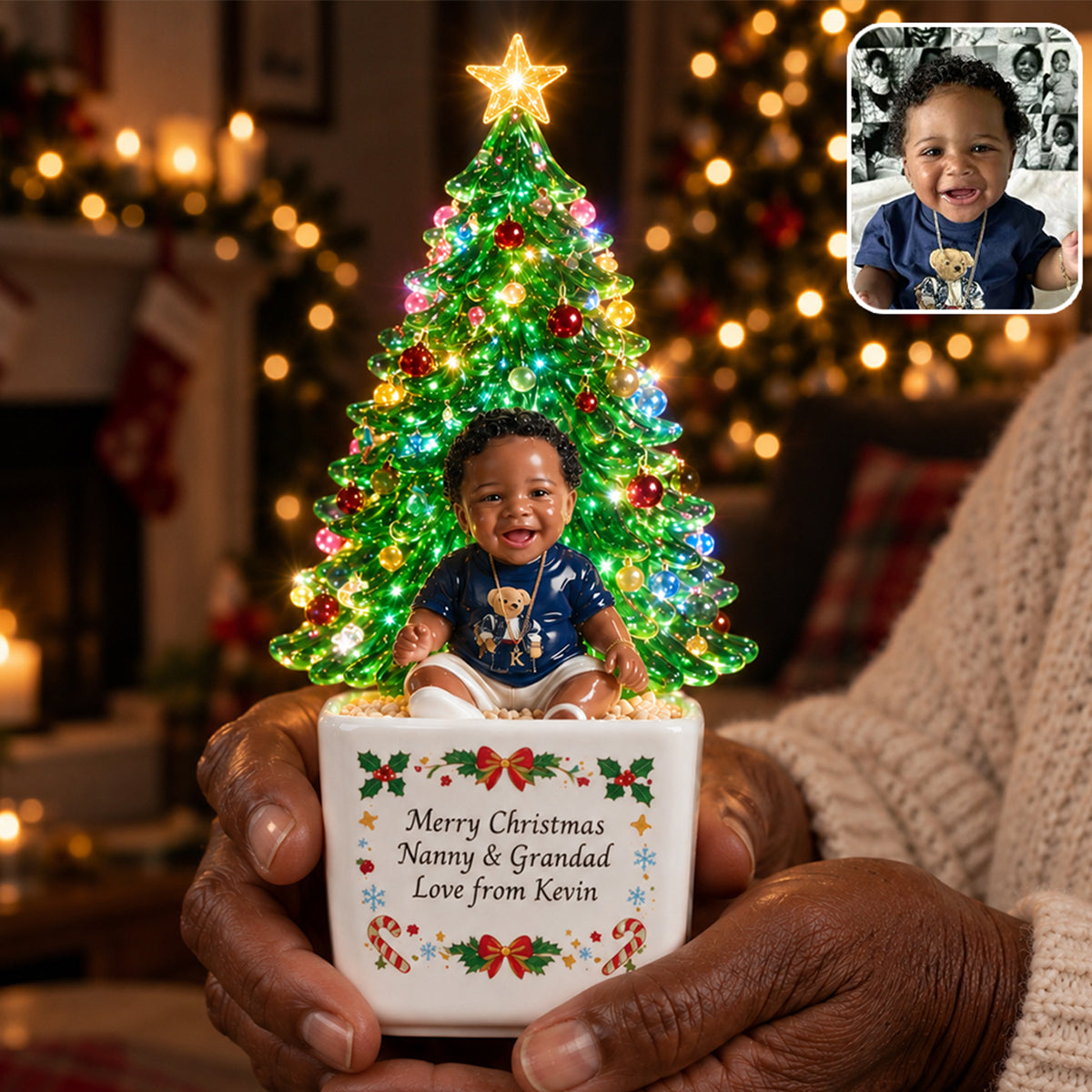 Little Christmas - Personalized Kid LED Light Ceramic Pot