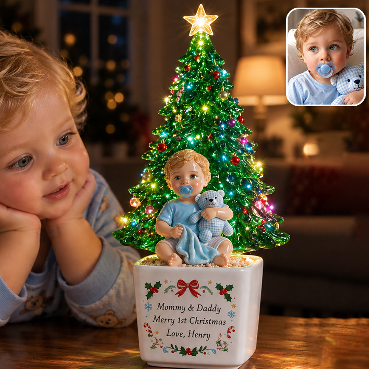 Little Christmas - Personalized Kid LED Light Ceramic Pot