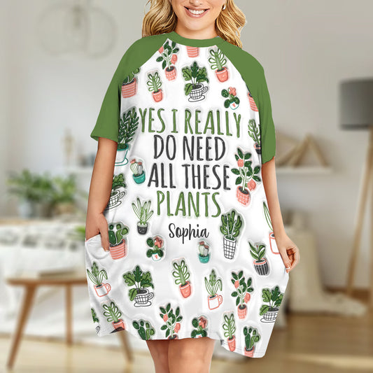 Une fille qui aime jardiner - Robe-t-shirt de nuit personnalisée sur le thème du jardinage