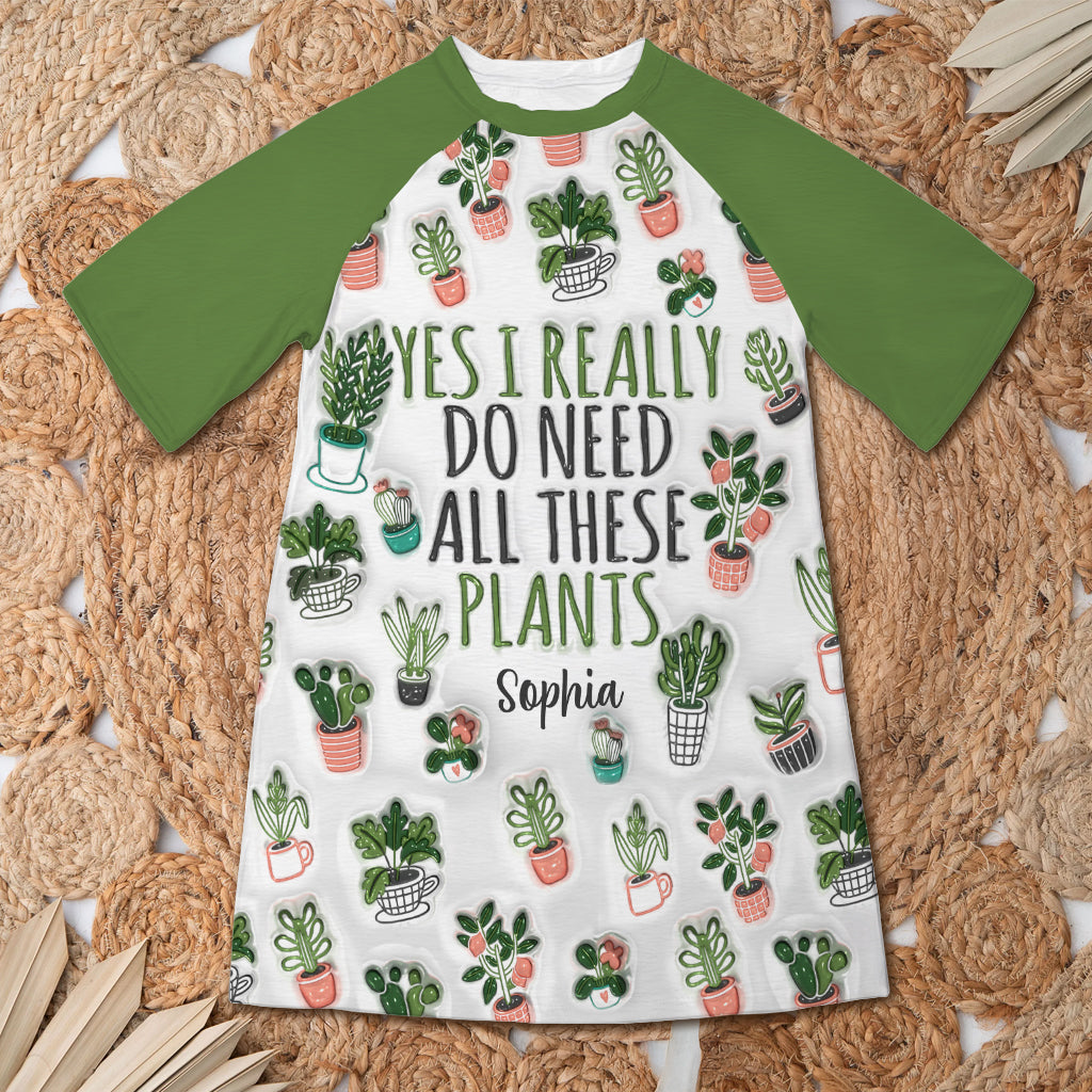 Une fille qui aime jardiner - Robe-t-shirt de nuit personnalisée sur le thème du jardinage