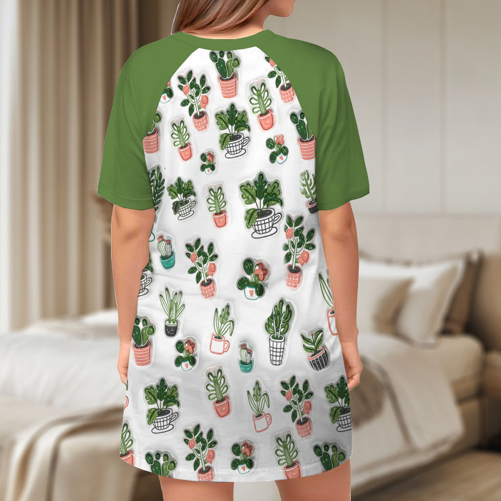 Une fille qui aime jardiner - Robe-t-shirt de nuit personnalisée sur le thème du jardinage