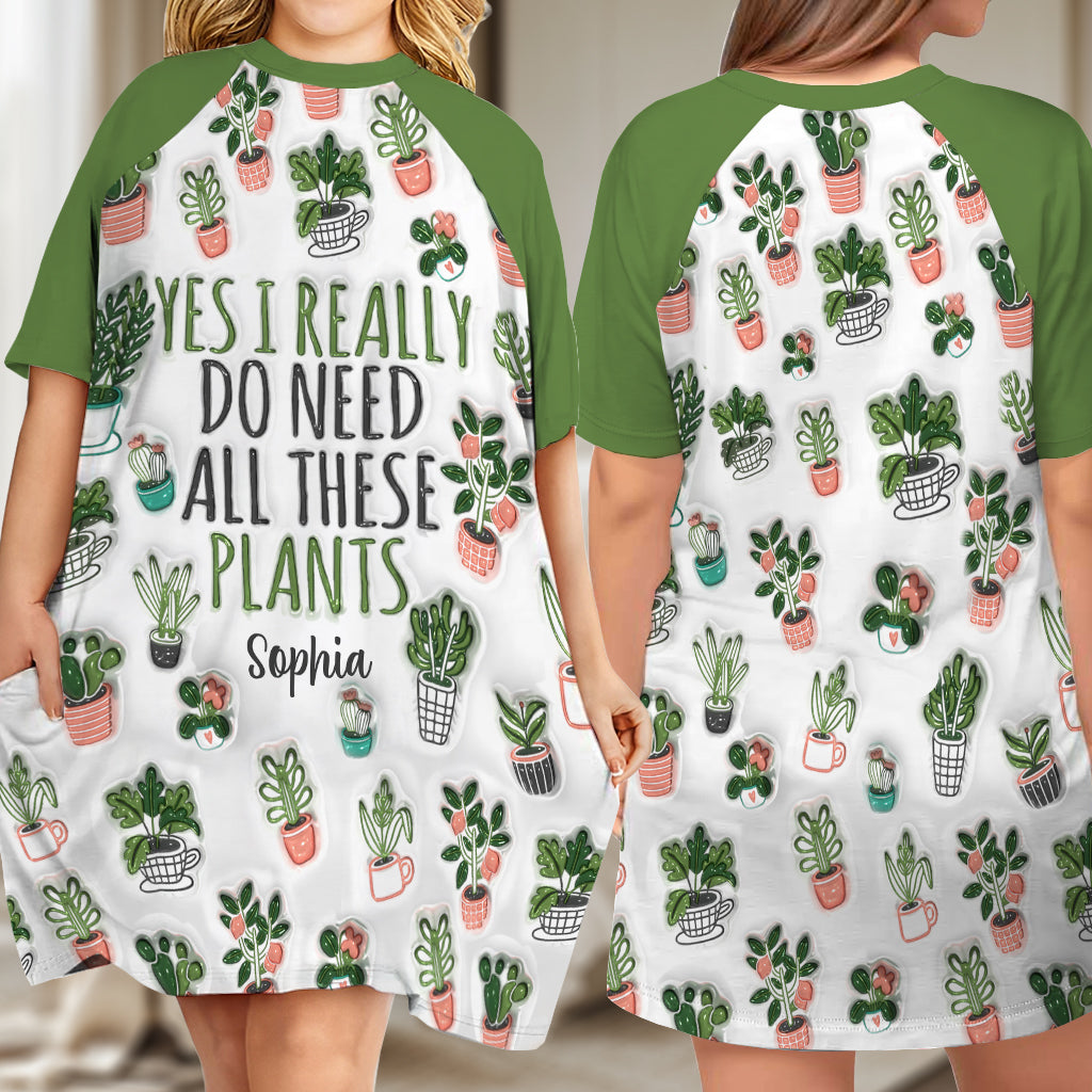 Une fille qui aime jardiner - Robe-t-shirt de nuit personnalisée sur le thème du jardinage
