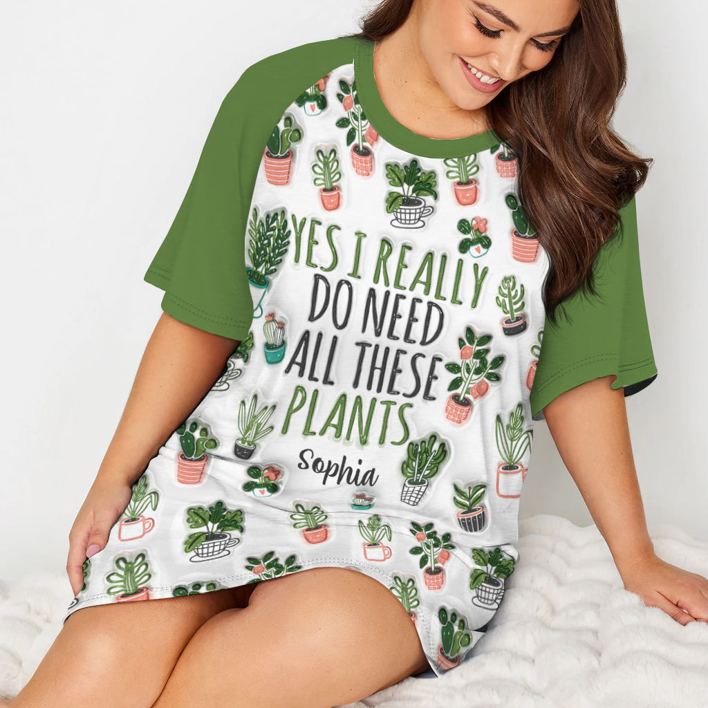 Une fille qui aime jardiner - Robe-t-shirt de nuit personnalisée sur le thème du jardinage
