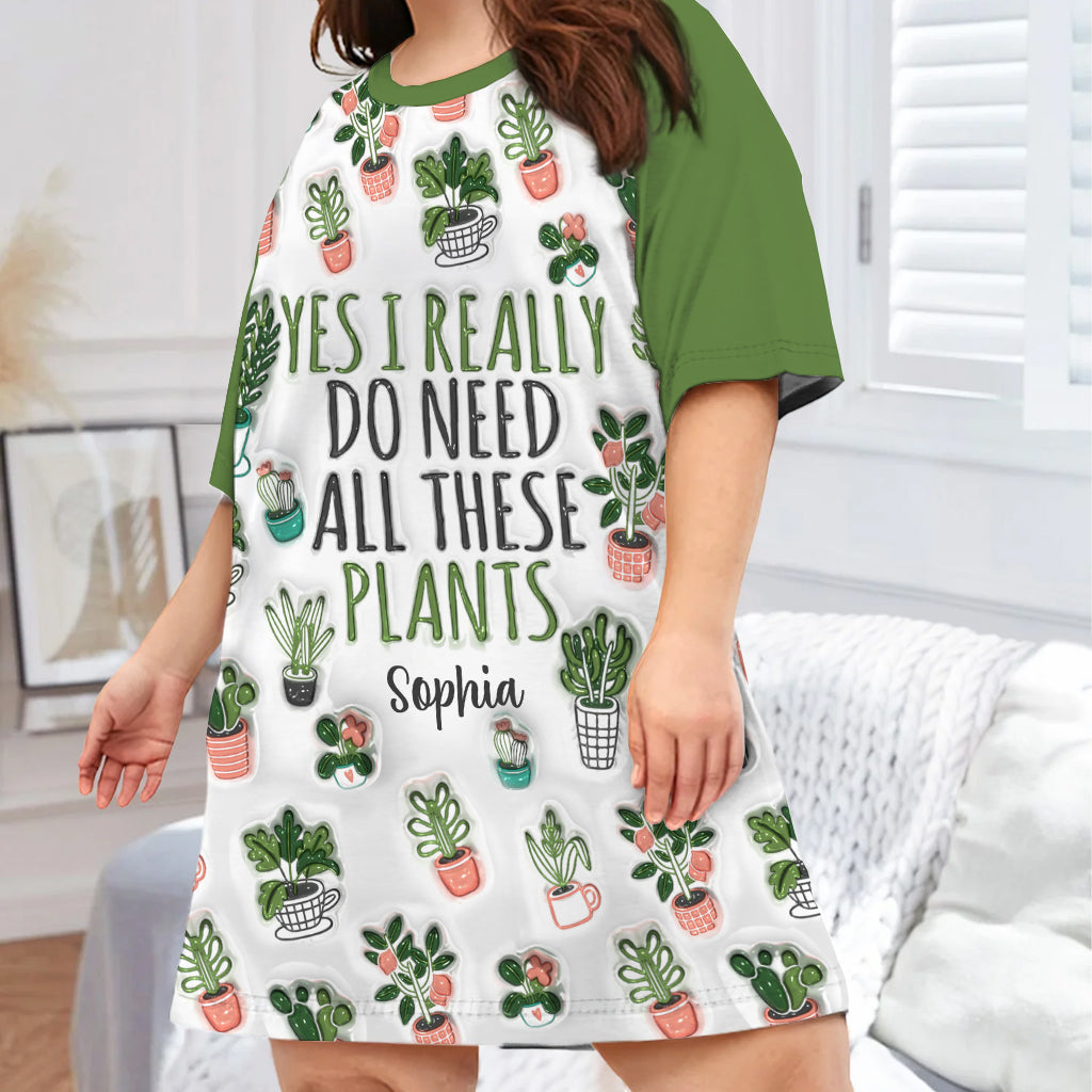 Une fille qui aime jardiner - Robe-t-shirt de nuit personnalisée sur le thème du jardinage