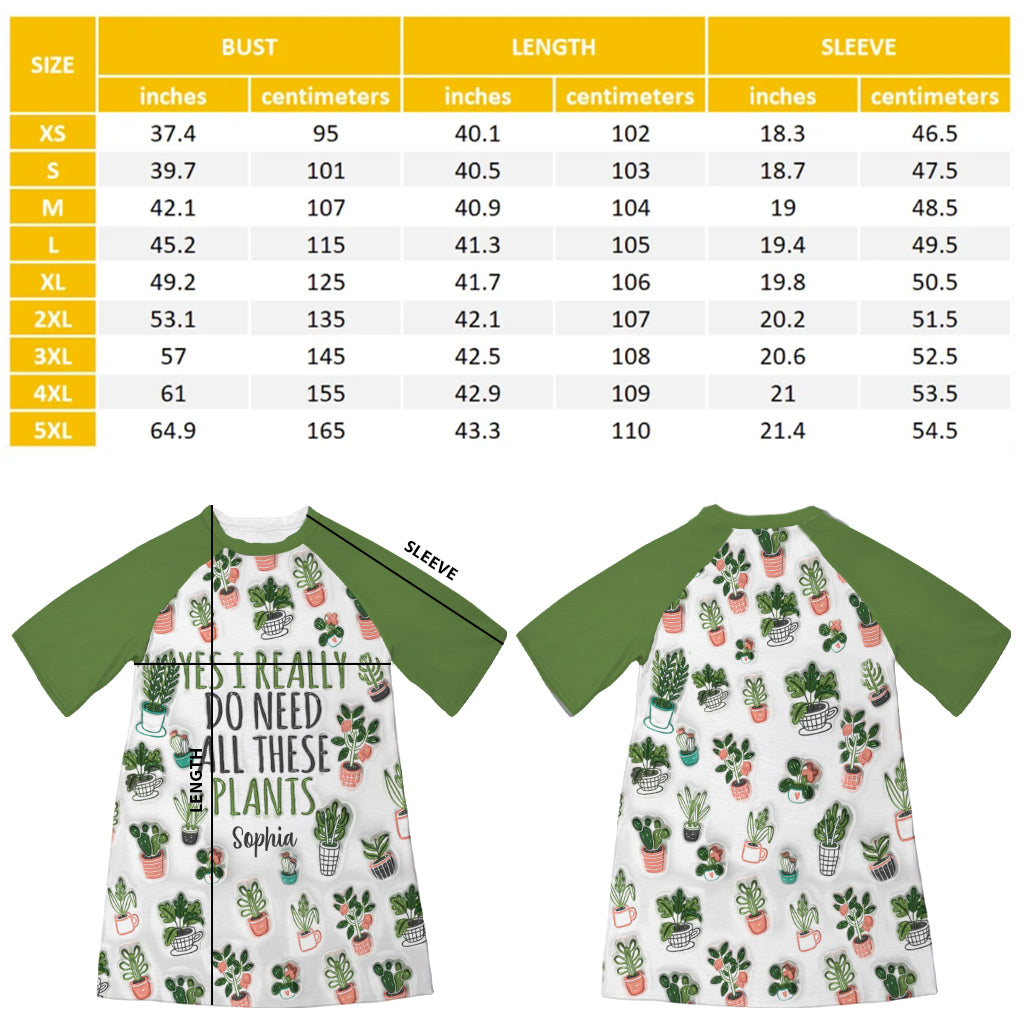 Une fille qui aime jardiner - Robe-t-shirt de nuit personnalisée sur le thème du jardinage