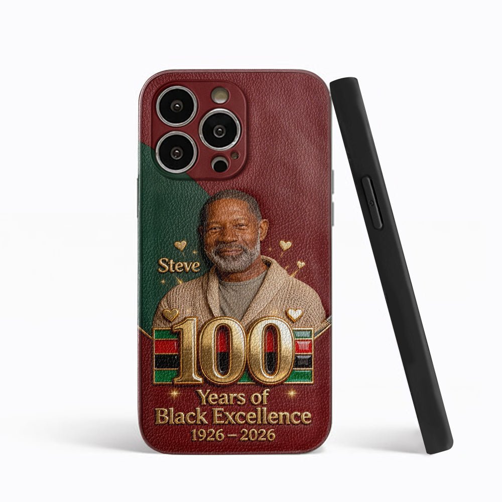 100 Years Of Black Excellence - Personalized African American Leather Phone Case