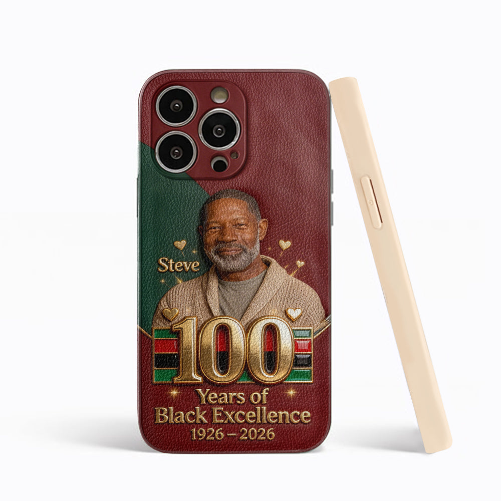100 Years Of Black Excellence - Personalized African American Leather Phone Case