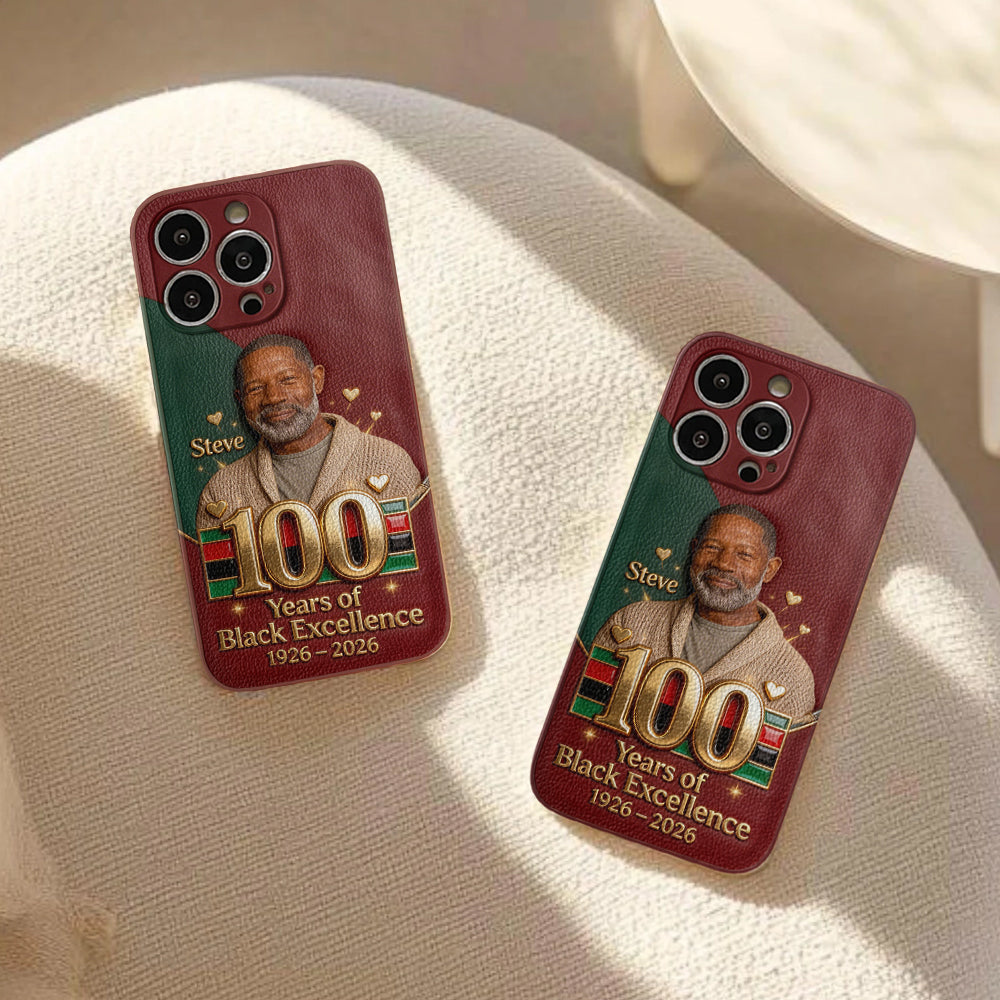 100 Years Of Black Excellence - Personalized African American Leather Phone Case