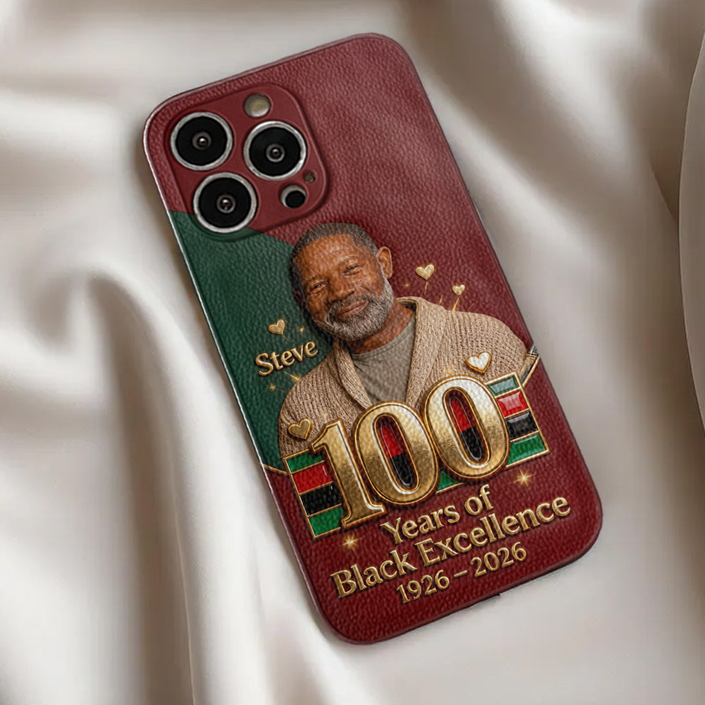 100 Years Of Black Excellence - Personalized African American Leather Phone Case