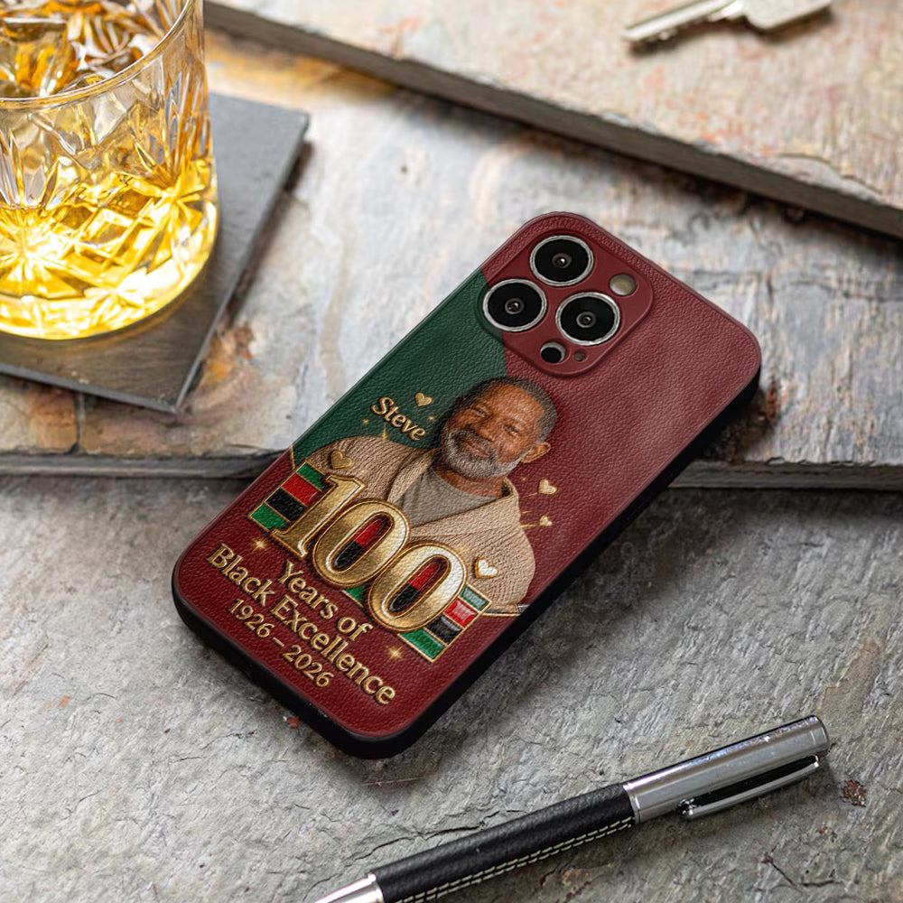 100 Years Of Black Excellence - Personalized African American Leather Phone Case