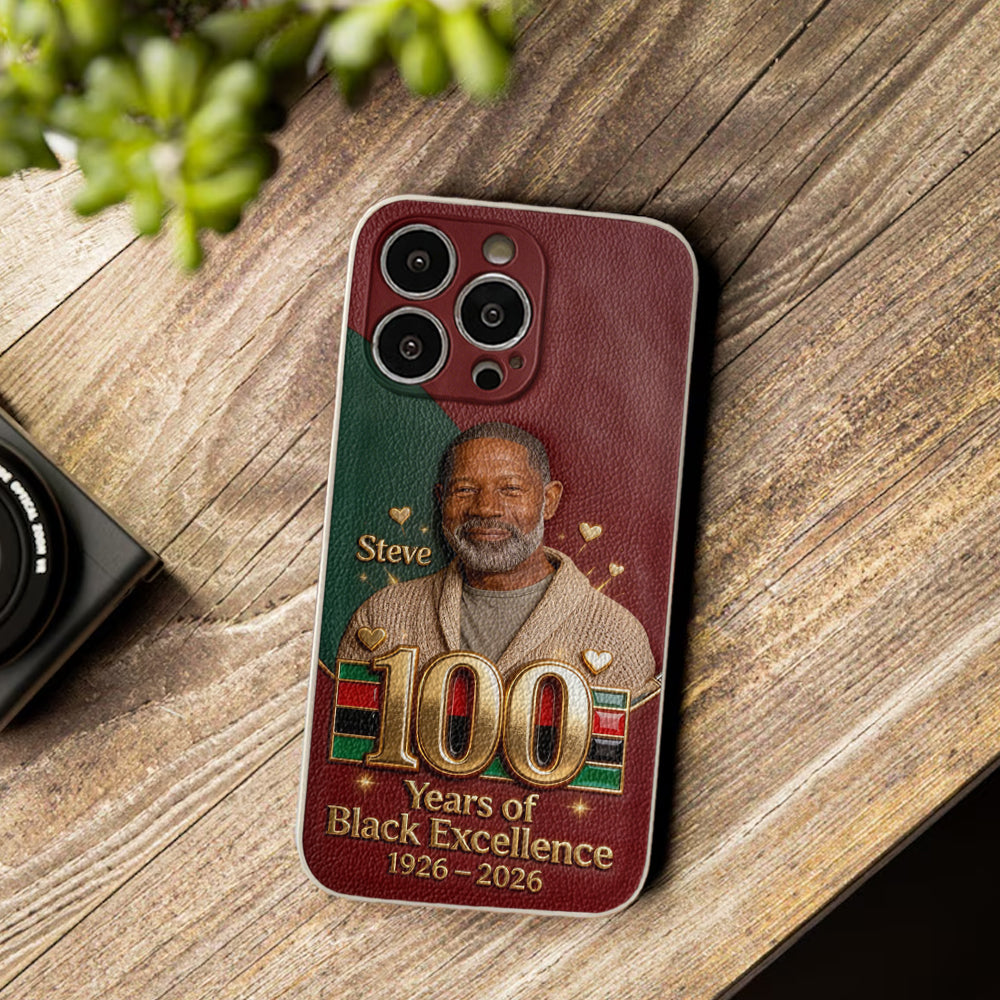 100 Years Of Black Excellence - Personalized African American Leather Phone Case