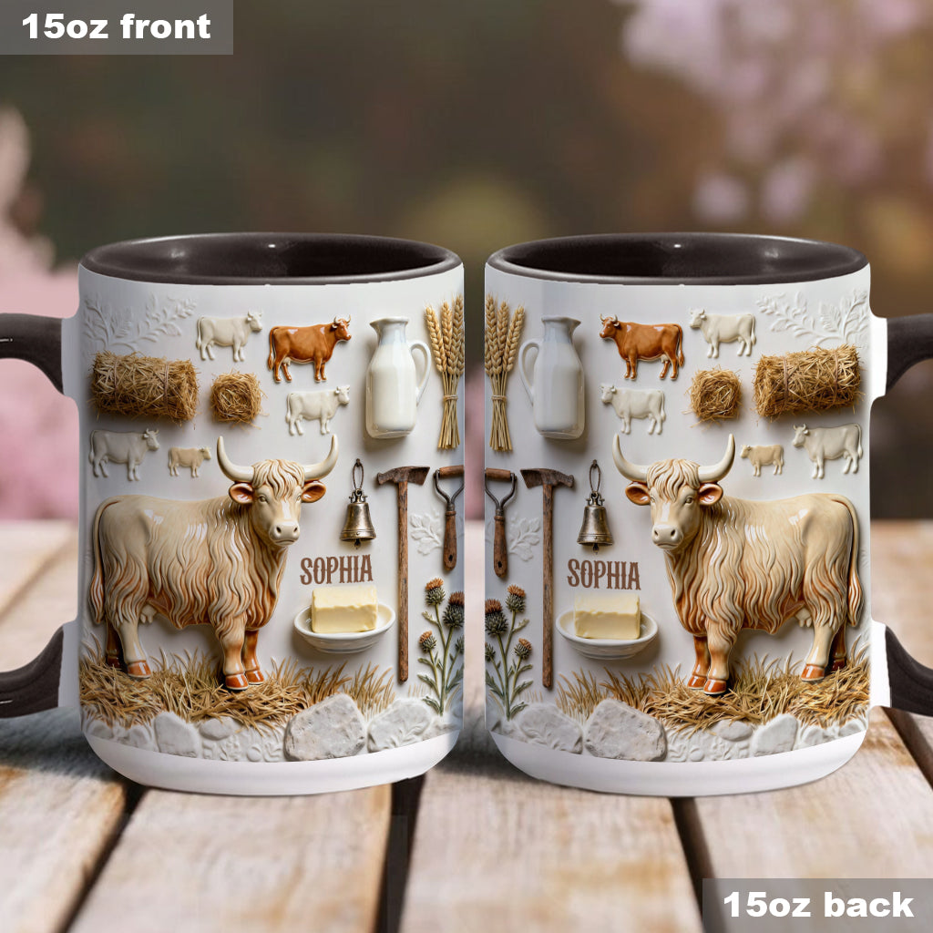 Cute Highland Cows - Personalized Highland Cow Accent Mug & Coaster