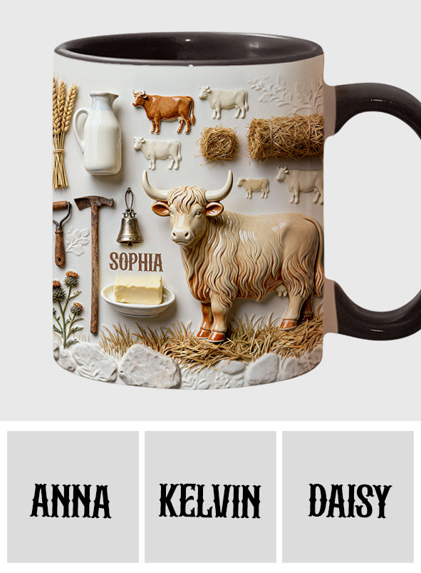 Cute Highland Cows - Personalized Highland Cow Accent Mug & Coaster