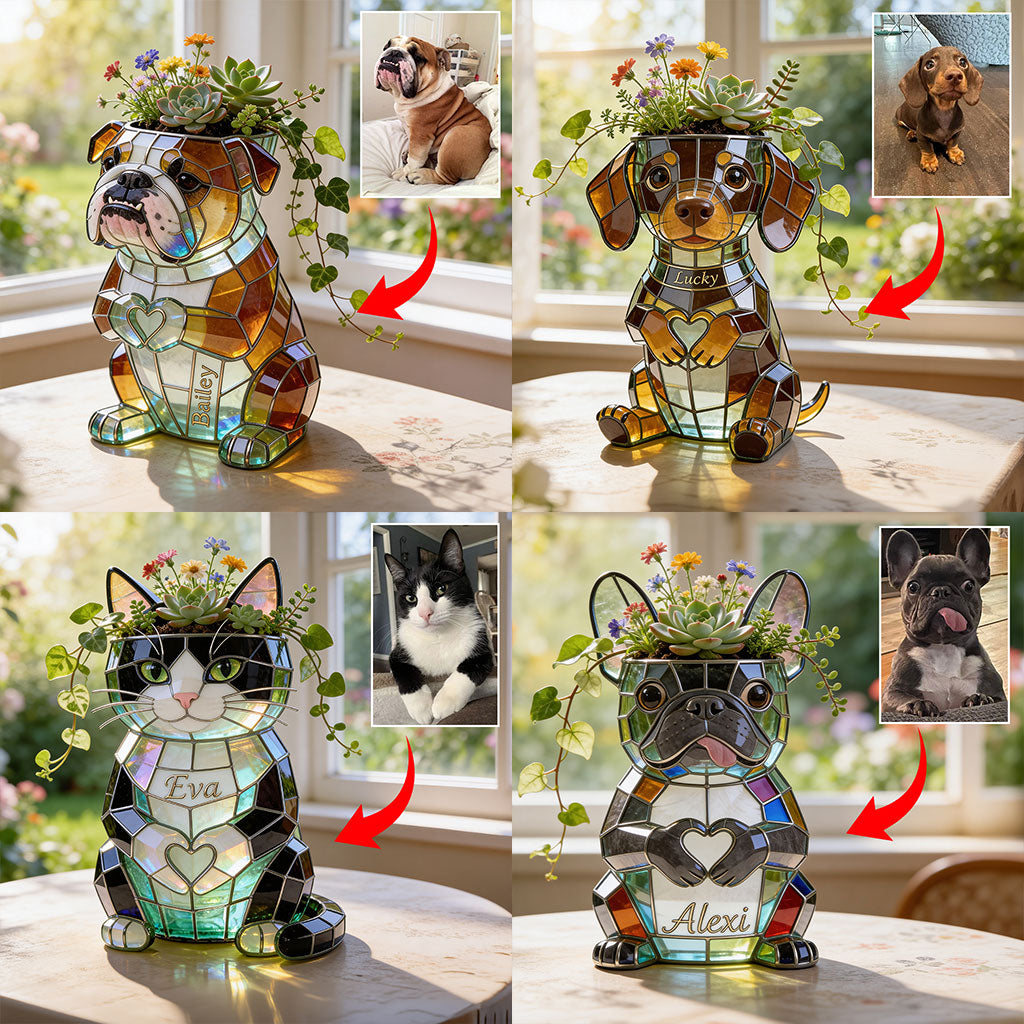 Custom Any Pet Photo - Love My Pet - Personalized Pet Acrylic Pot