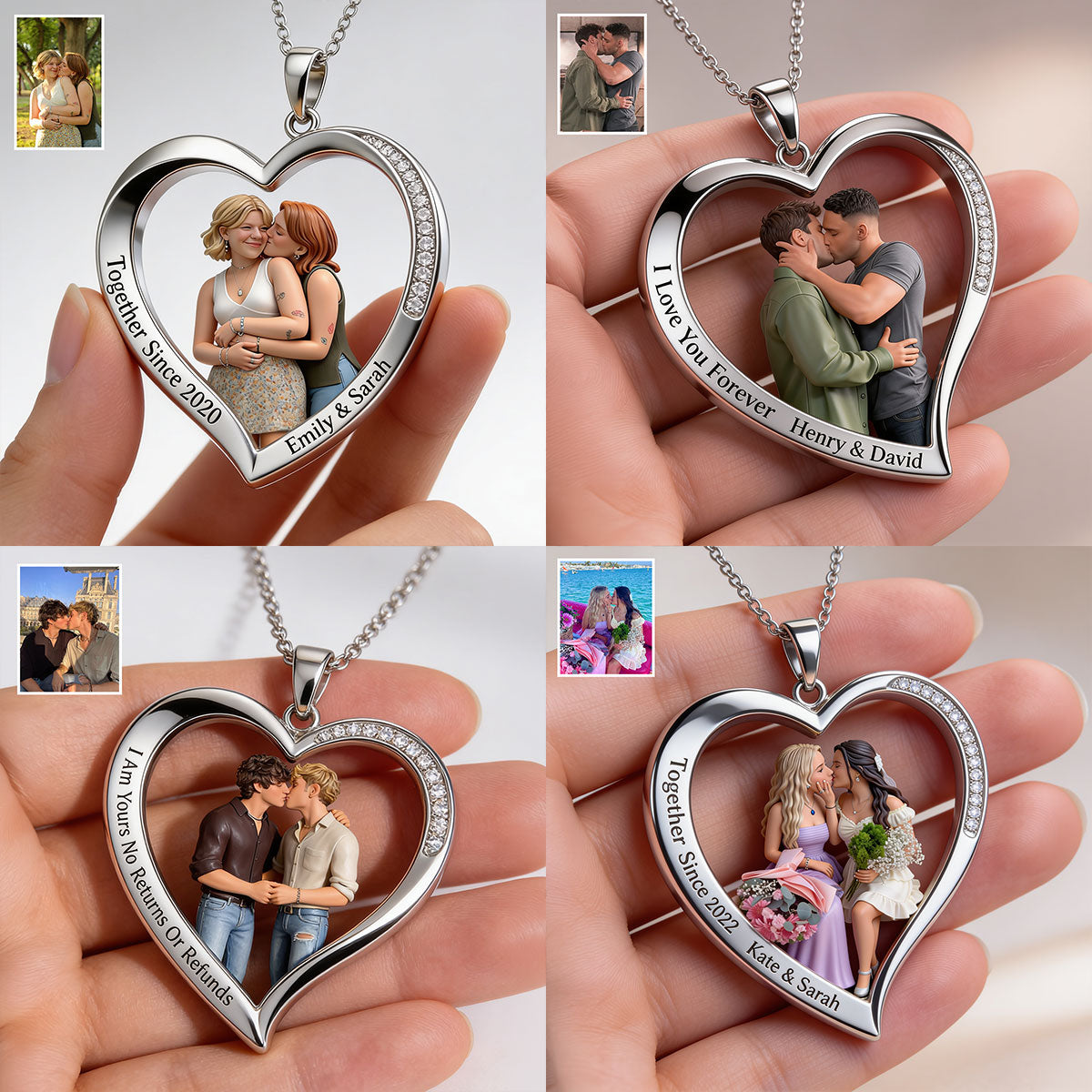 Je t'aime - Collier Pendentif Métal Personnalisé en Soutien LGBT