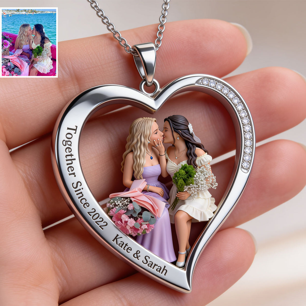 Je t'aime - Collier Pendentif Métal Personnalisé en Soutien LGBT