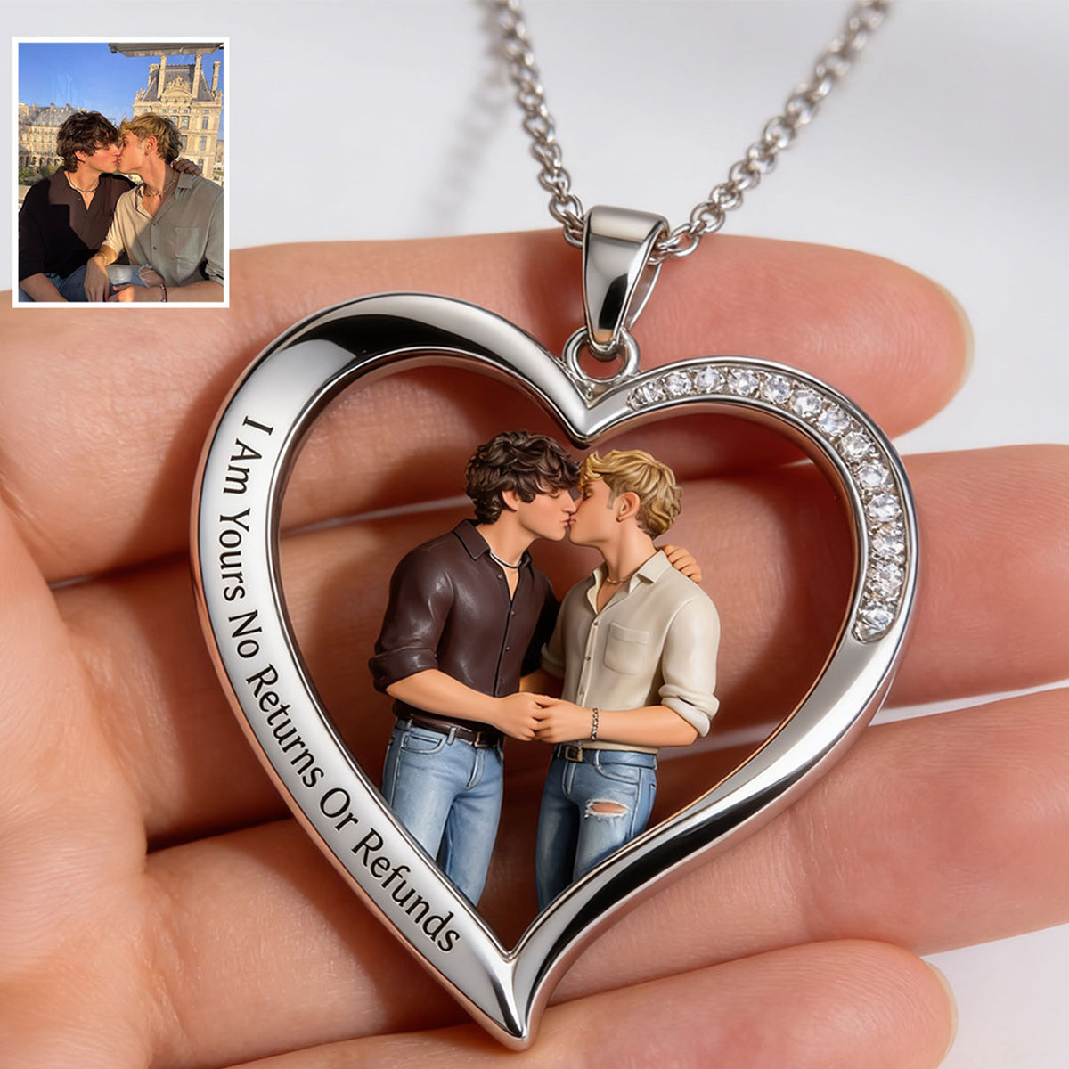Je t'aime - Collier Pendentif Métal Personnalisé en Soutien LGBT