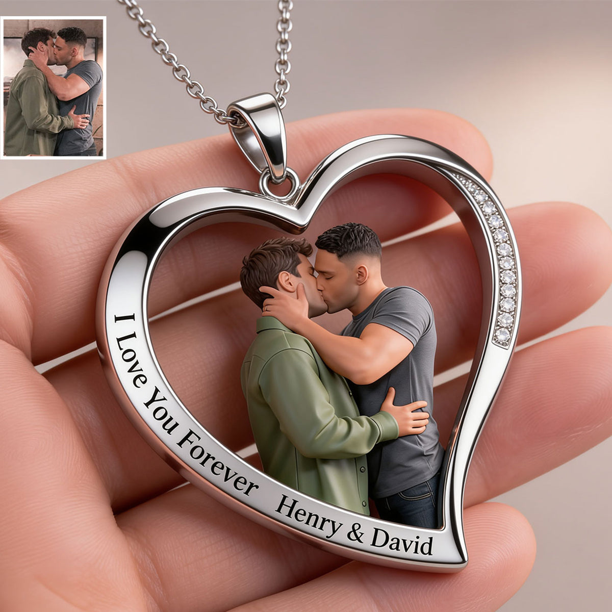 Je t'aime - Collier Pendentif Métal Personnalisé en Soutien LGBT