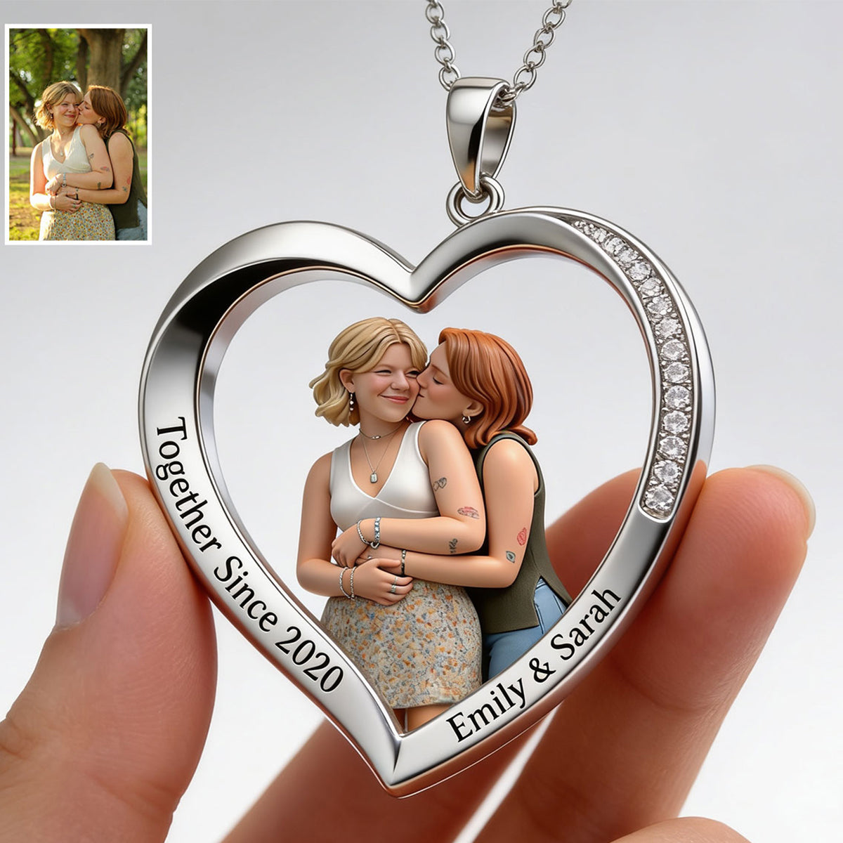 Je t'aime - Collier Pendentif Métal Personnalisé en Soutien LGBT