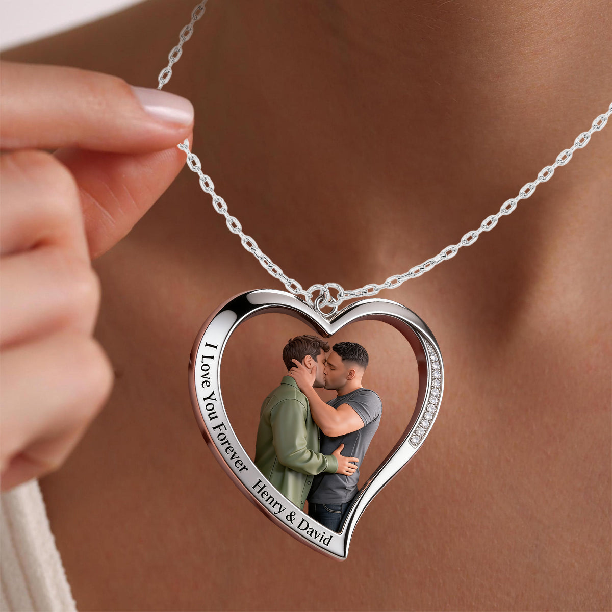 Je t'aime - Collier Pendentif Métal Personnalisé en Soutien LGBT
