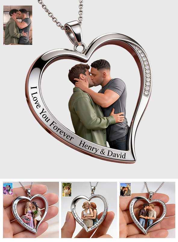 Je t'aime - Collier Pendentif Métal Personnalisé en Soutien LGBT