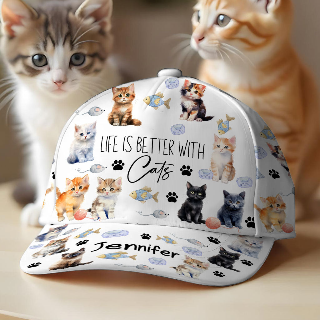 La vie est plus belle avec des chats - Casquette classique personnalisée pour chat