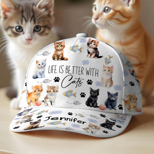 La vie est plus belle avec des chats - Casquette classique personnalisée pour chat