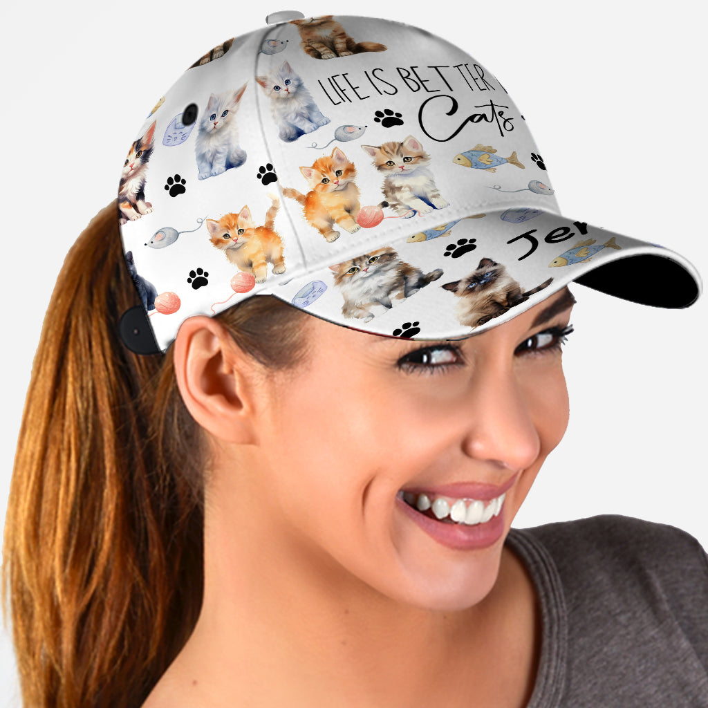 La vie est plus belle avec des chats - Casquette classique personnalisée pour chat