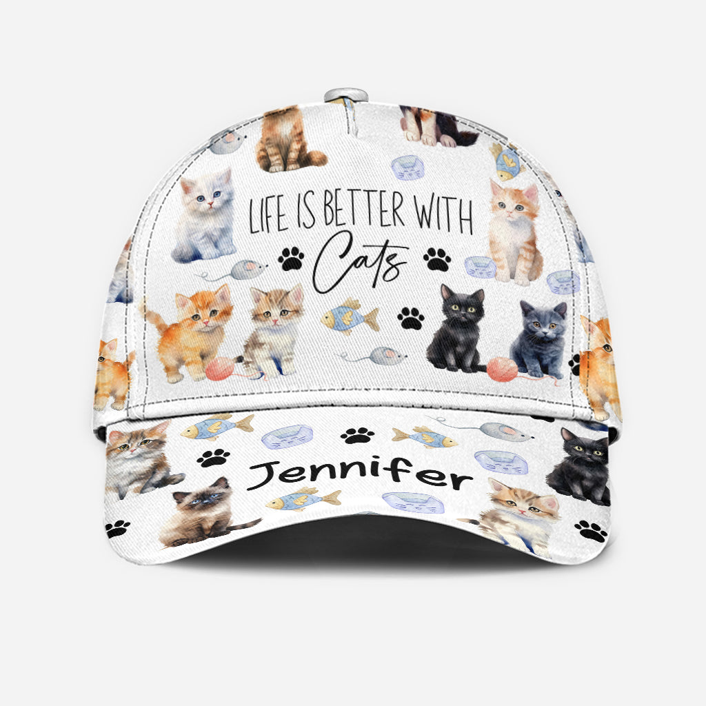 La vie est plus belle avec des chats - Casquette classique personnalisée pour chat
