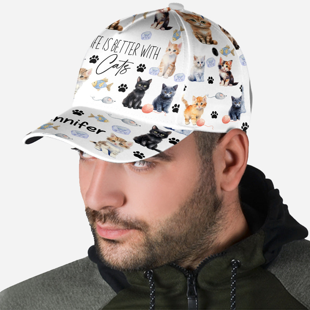 La vie est plus belle avec des chats - Casquette classique personnalisée pour chat