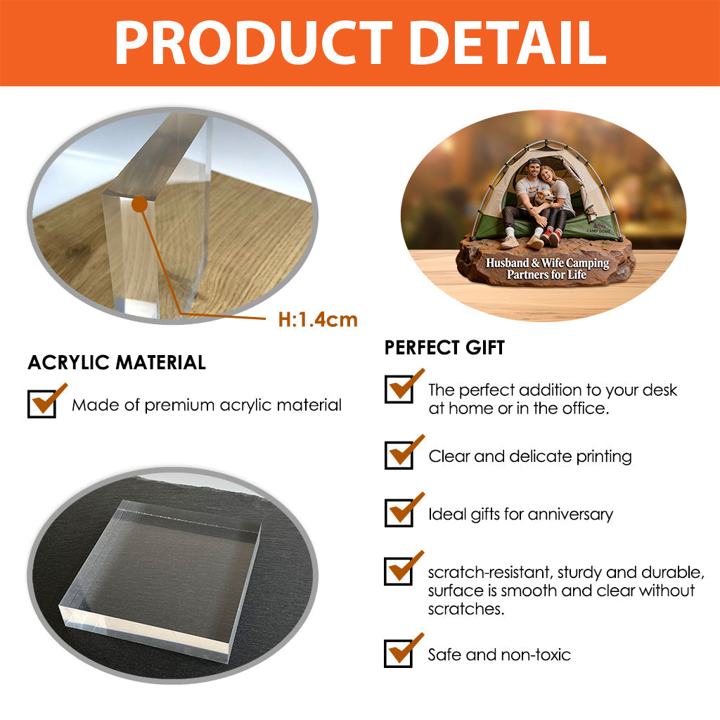 Amoureux du plein air - Plaque acrylique personnalisée pour le camping
