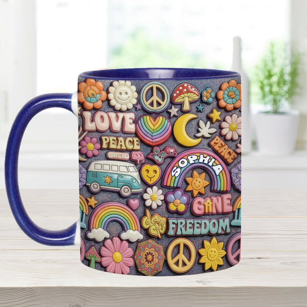 Vivre en paix - Mug personnalisé style hippie